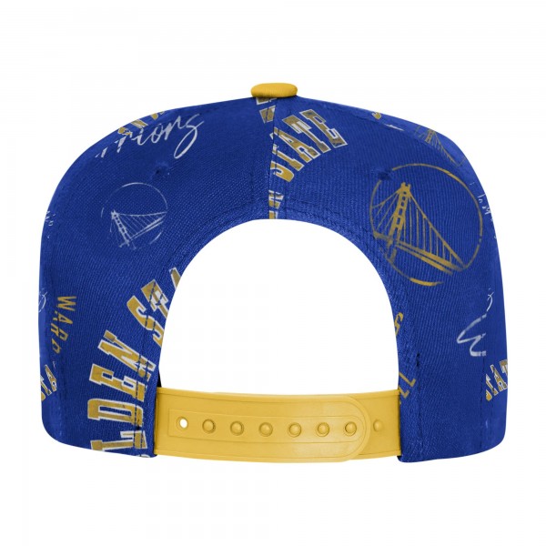 Подростковая Golden State Warriors Outerstuff Royal Street Hooper Allover Print Snapback Hat