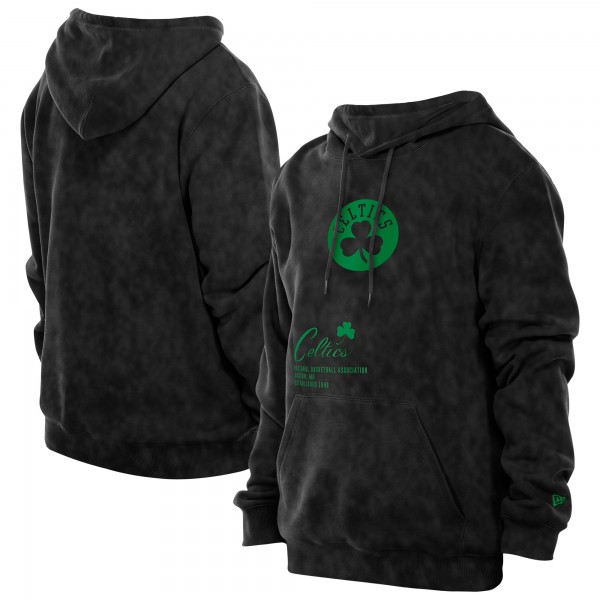 Boston Celtics New Era Black Sport Night Mineral Wash Pullover Hoodie