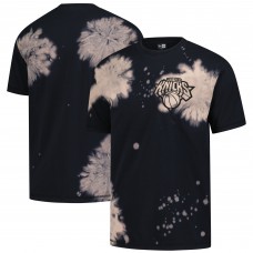 New York Knicks New Era Black Injection Bleached Out Raw Edge Oversized T-Shirt