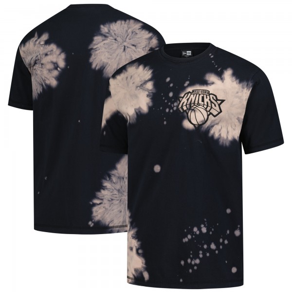 New York Knicks New Era Black Injection Bleached Out Raw Edge Oversized T-Shirt
