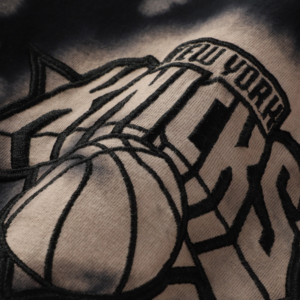 New York Knicks New Era Black Injection Bleached Out Raw Edge Oversized T-Shirt