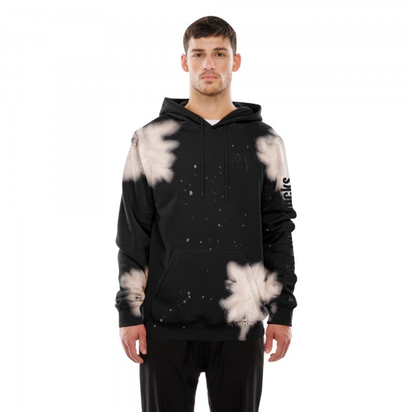 New York Knicks New Era Black Injection Bleached Out Raw Edge Hoodie