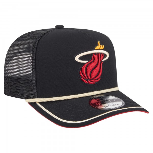 Бейсболка Miami Heat New Era Black Vintage Team Rope A-Frame 9FIFTY Snapback
