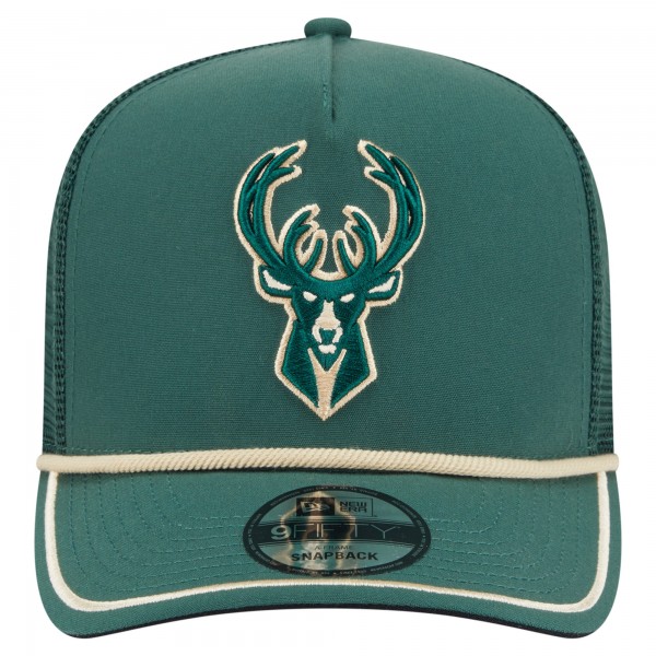 Бейсболка Milwaukee Bucks New Era Hunter Green Vintage Team Rope A-Frame 9FIFTY