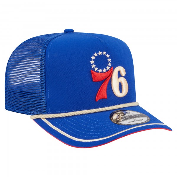 Бейсболка Philadelphia 76ers New Era Royal Vintage Team Rope A-Frame 9FIFTY Snapback
