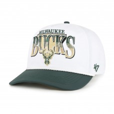 Бейсболка Milwaukee Bucks 47 White/Hunter Green Tribute Two-Tone Hitch