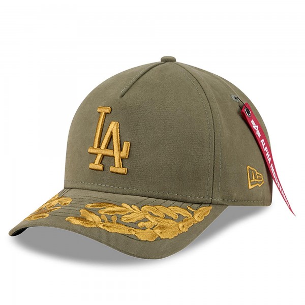 Бейсболка Los Angeles Dodgers New Era x Alpha Industries Olive A-Frame 9FORTY