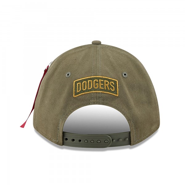 Бейсболка Los Angeles Dodgers New Era x Alpha Industries Olive A-Frame 9FORTY