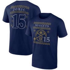 Denver Nuggets Nikola Jokic Navy Ugly Sweater Name & Number T-Shirt