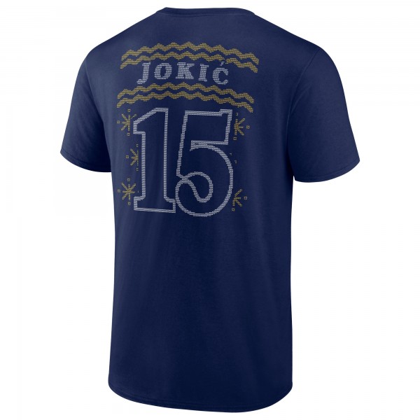 Denver Nuggets Nikola Jokic Navy Ugly Sweater Name & Number T-Shirt