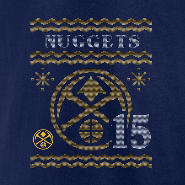 Denver Nuggets Nikola Jokic Navy Ugly Sweater Name & Number T-Shirt
