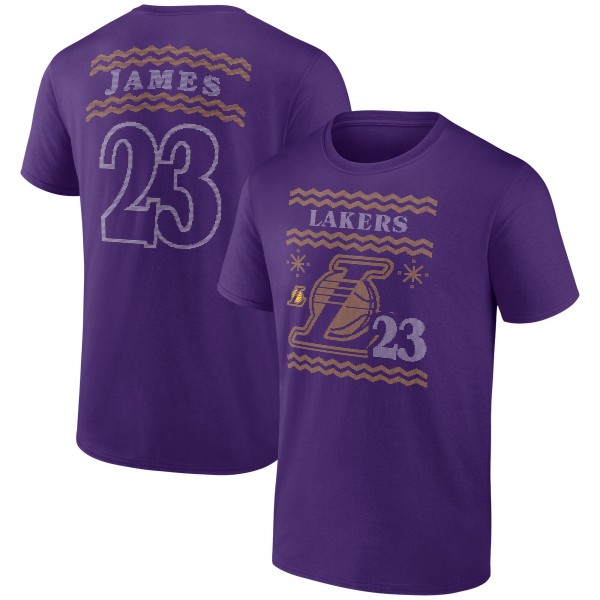 Футболка LeBron James Los Angeles Lakers Ugly Sweater Name & Number - Purple