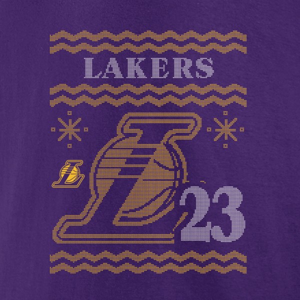 Футболка LeBron James Los Angeles Lakers Ugly Sweater Name & Number - Purple