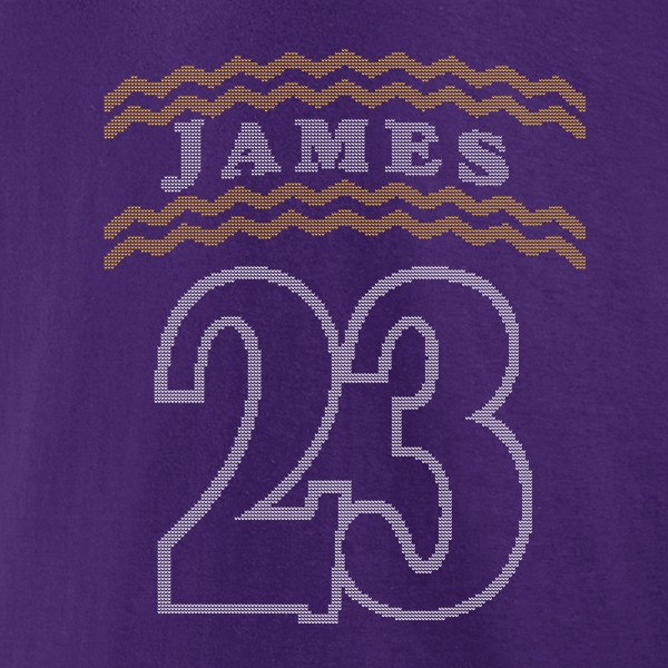 Футболка LeBron James Los Angeles Lakers Ugly Sweater Name & Number - Purple