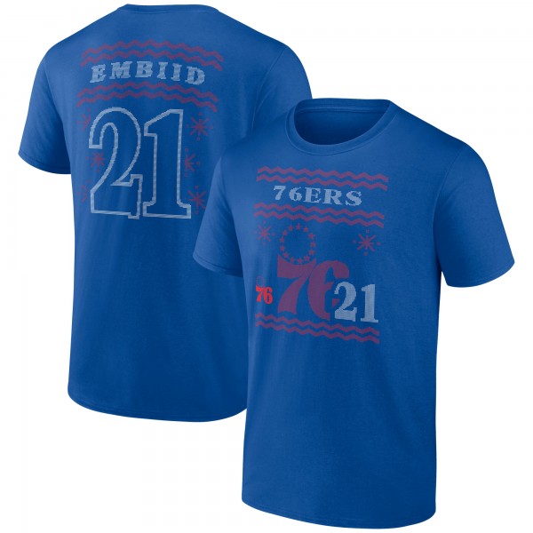 Philadelphia 76ers Joel Embiid Royal Ugly Sweater Name & Number T-Shirt