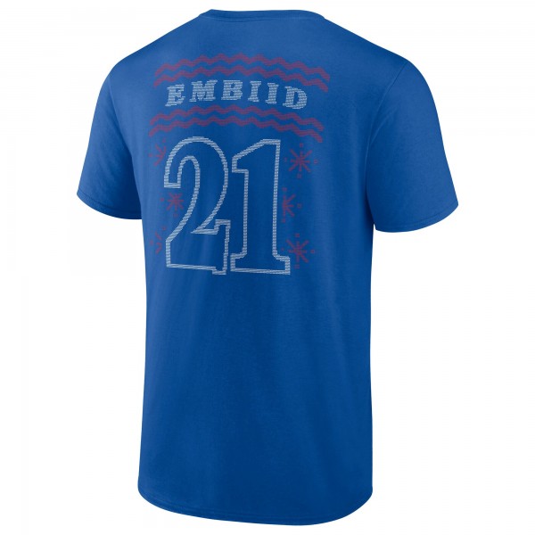 Philadelphia 76ers Joel Embiid Royal Ugly Sweater Name & Number T-Shirt