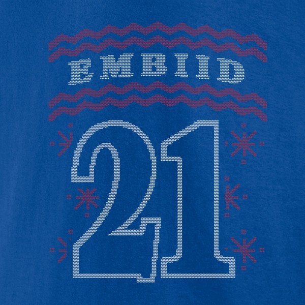 Philadelphia 76ers Joel Embiid Royal Ugly Sweater Name & Number T-Shirt