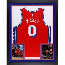 Tyrese Maxey Philadelphia 76ers Autographed Fanatics Authentic SM Deluxe Framed Jordan Brand Red Statement Edition Swingman Jersey