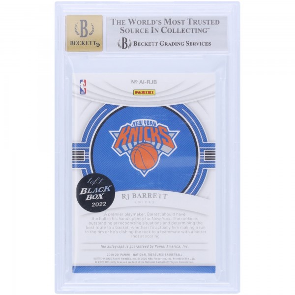 RJ Barrett New York Knicks Autographed 2019-20 Panini National Treasures Apprentice Ink Black Box #AI-RJB #1/1 BGS Authenticated 8/10 Rookie Card - 9,8,7.5,8.5 Subgrades