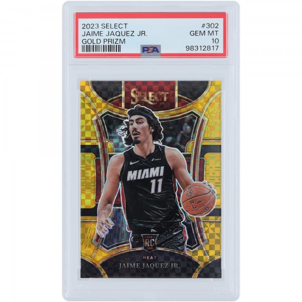Jaime Jaquez Jr. Miami Heat 2023-24 Panini Select Gold Prizm #302 #/10 PSA Authenticated 10 Rookie Card
