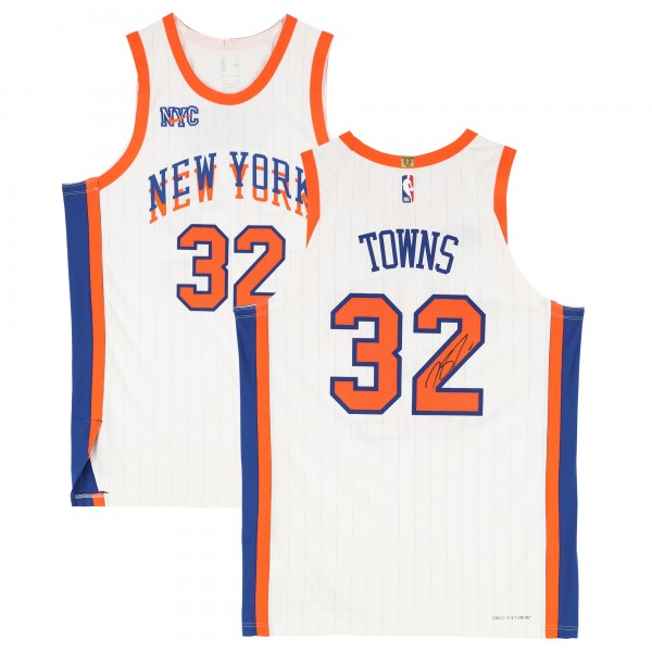 Karl-Anthony Towns New York Knicks Autographed Fanatics Authentic Nike White 2024-25 City Edition Authentic Jersey