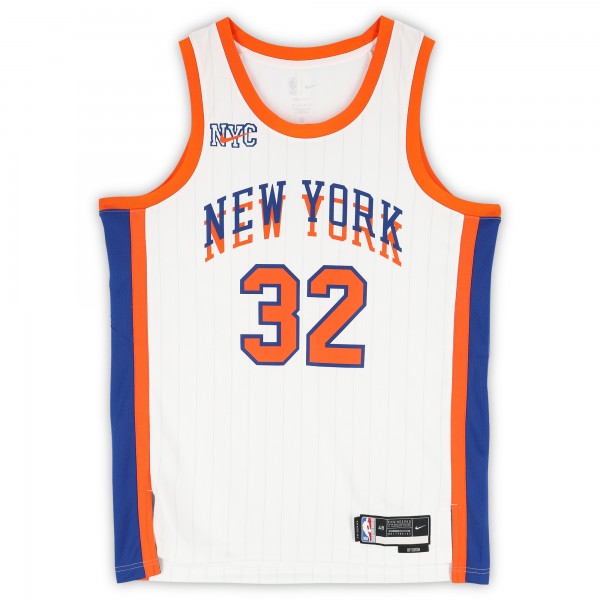 Karl-Anthony Towns New York Knicks Autographed Fanatics Authentic Nike White 2024-25 City Edition Swingman Jersey with NY Forever Inscription