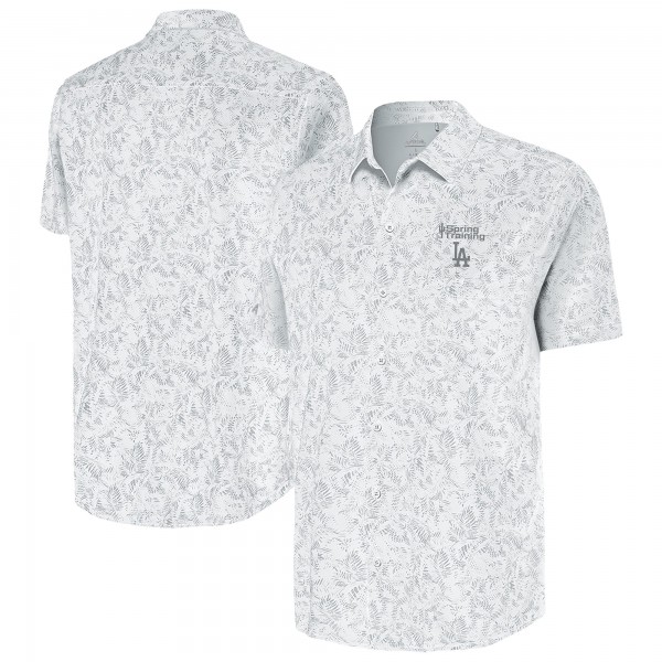Los Angeles Dodgers Antigua White Cactus Spring Training Lush Button-Up Shirt
