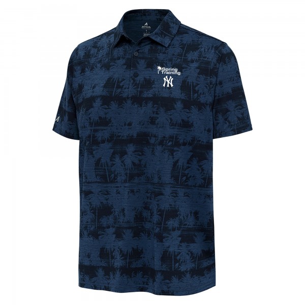 New York Yankees Antigua Heather Navy Palm Tree Spring Training Shadow Polo
