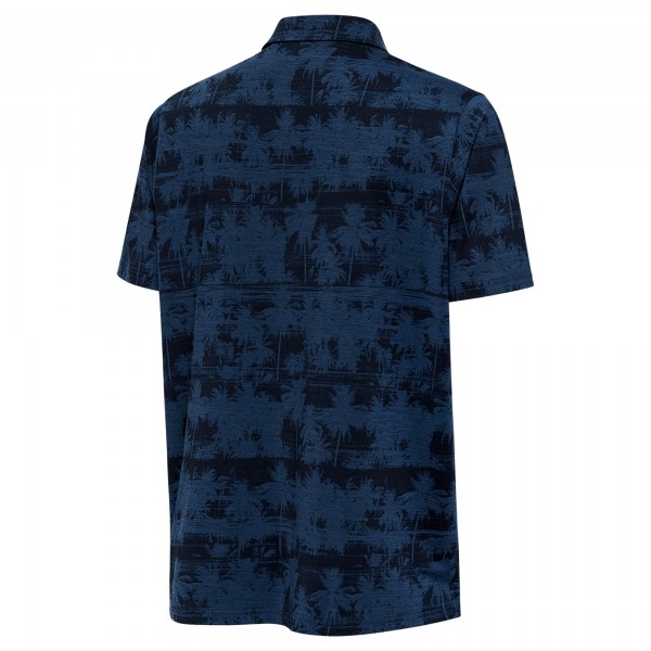 New York Yankees Antigua Heather Navy Palm Tree Spring Training Shadow Polo