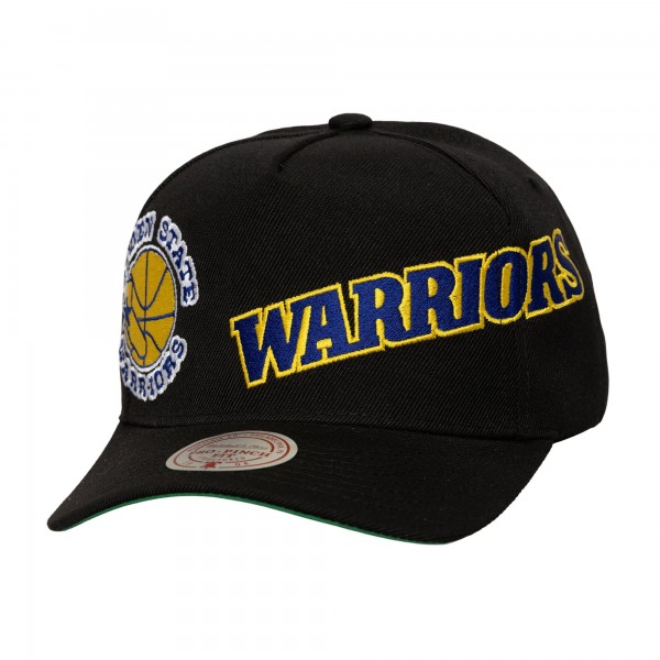 Бейсболка Golden State Warriors Mitchell & Ness Black Busted Logo Wordmark Wrap-Around Pro Pinch