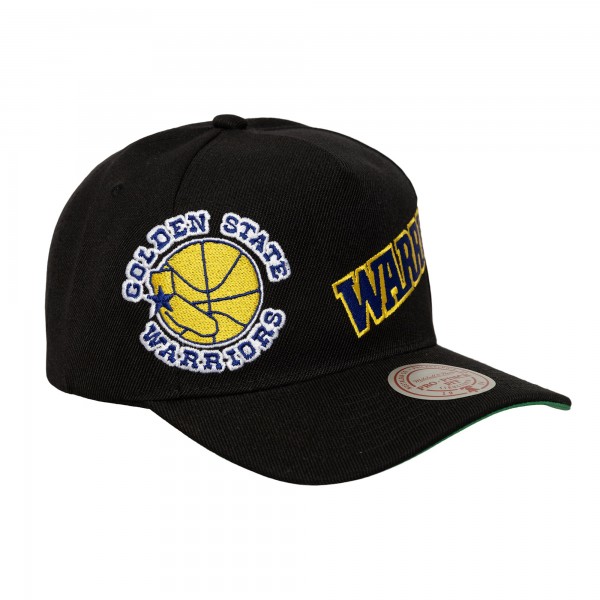 Бейсболка Golden State Warriors Mitchell & Ness Black Busted Logo Wordmark Wrap-Around Pro Pinch