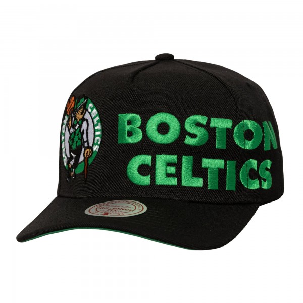 Бейсболка Boston Celtics Mitchell & Ness Black Busted Logo Wordmark Wrap-Around Pro Pinch