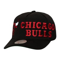 Бейсболка Chicago Bulls Mitchell & Ness Black Busted Logo Wordmark Wrap-Around Pro Pinch