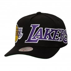 Бейсболка Los Angeles Lakers Mitchell & Ness Black Busted Logo Wordmark Wrap-Around Pro Pinch
