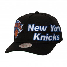 Бейсболка New York Knicks Mitchell & Ness Black Busted Logo Wordmark Wrap-Around Pro Pinch