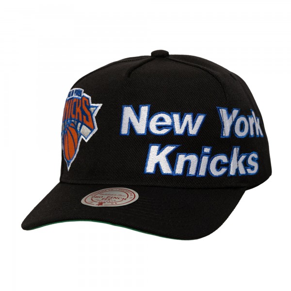 Бейсболка New York Knicks Mitchell & Ness Black Busted Logo Wordmark Wrap-Around Pro Pinch