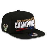 Бейсболка Milwaukee Bucks New Era Black 2024 NBA Cup Champions Locker Room 9FIFTY Snapback