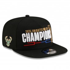 Бейсболка Milwaukee Bucks New Era Black 2024 NBA Cup Champions Locker Room 9FIFTY Snapback