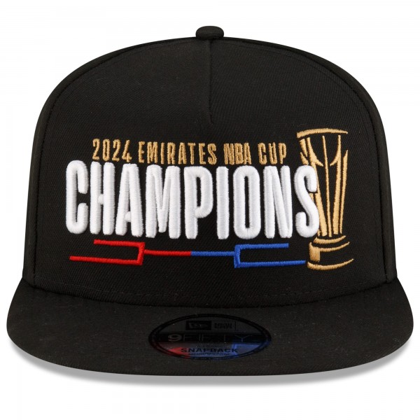 Бейсболка Milwaukee Bucks New Era Black 2024 NBA Cup Champions Locker Room 9FIFTY Snapback