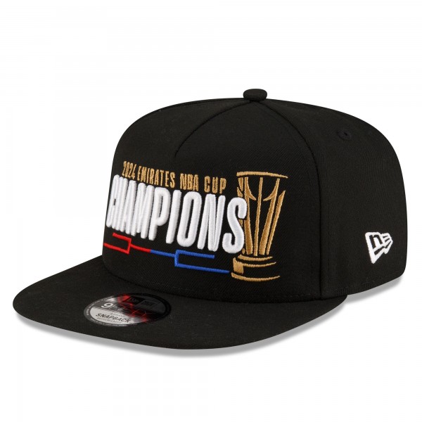 Бейсболка Milwaukee Bucks New Era Black 2024 NBA Cup Champions Locker Room 9FIFTY Snapback