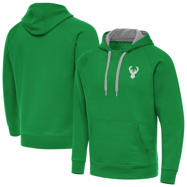 Milwaukee Bucks Antigua Kelly Green St. Patricks Day Victory Raglan Pullover Hoodie