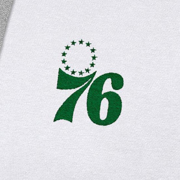 Philadelphia 76ers Antigua White St. Patricks Day Victory Raglan Pullover Hoodie