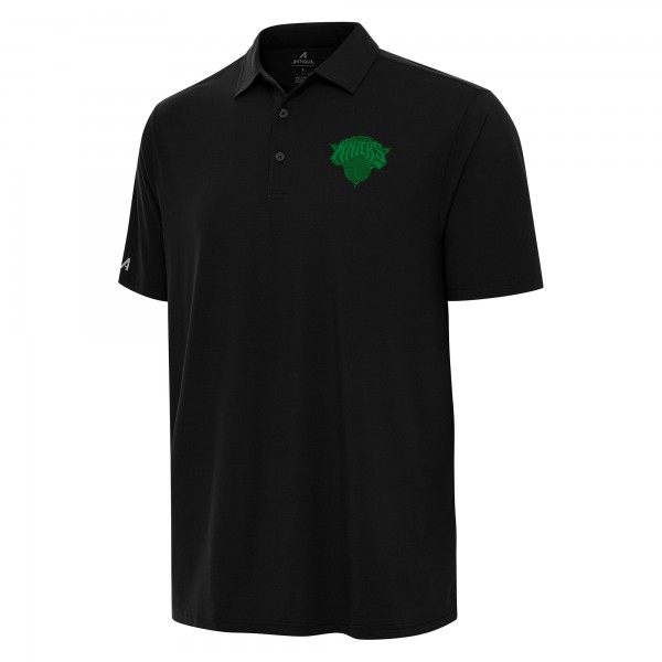 New York Knicks Antigua Black St. Patricks Day Era Polo