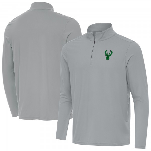 Кофта на короткой молнии Milwaukee Bucks Antigua St. Patricks Day Intent - Gray