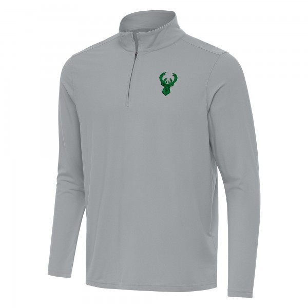Кофта на короткой молнии Milwaukee Bucks Antigua St. Patricks Day Intent - Gray