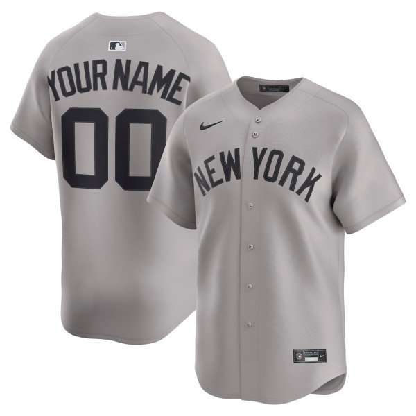 New York Yankees Nike Gray Away Limited Custom Jersey