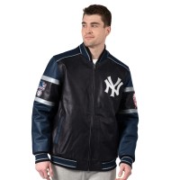 New York Yankees G-III Sports by Carl Banks Black Leather Varsity Jacket
