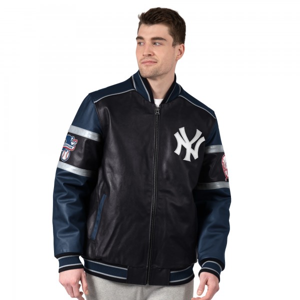 New York Yankees G-III Sports by Carl Banks Black Leather Varsity Jacket