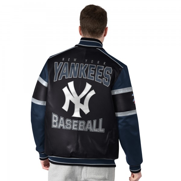 New York Yankees G-III Sports by Carl Banks Black Leather Varsity Jacket