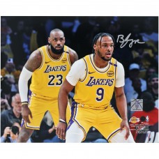 Bronny James Los Angeles Lakers Autographed Fanatics Authentic 8 x 10 NBA Debut with Lebron James Photograph